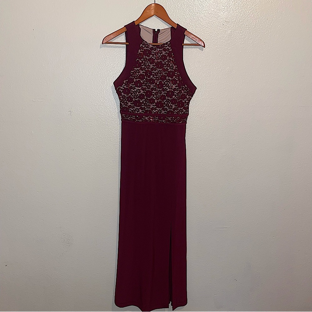 NIGHTWAY Lace Halter Gown